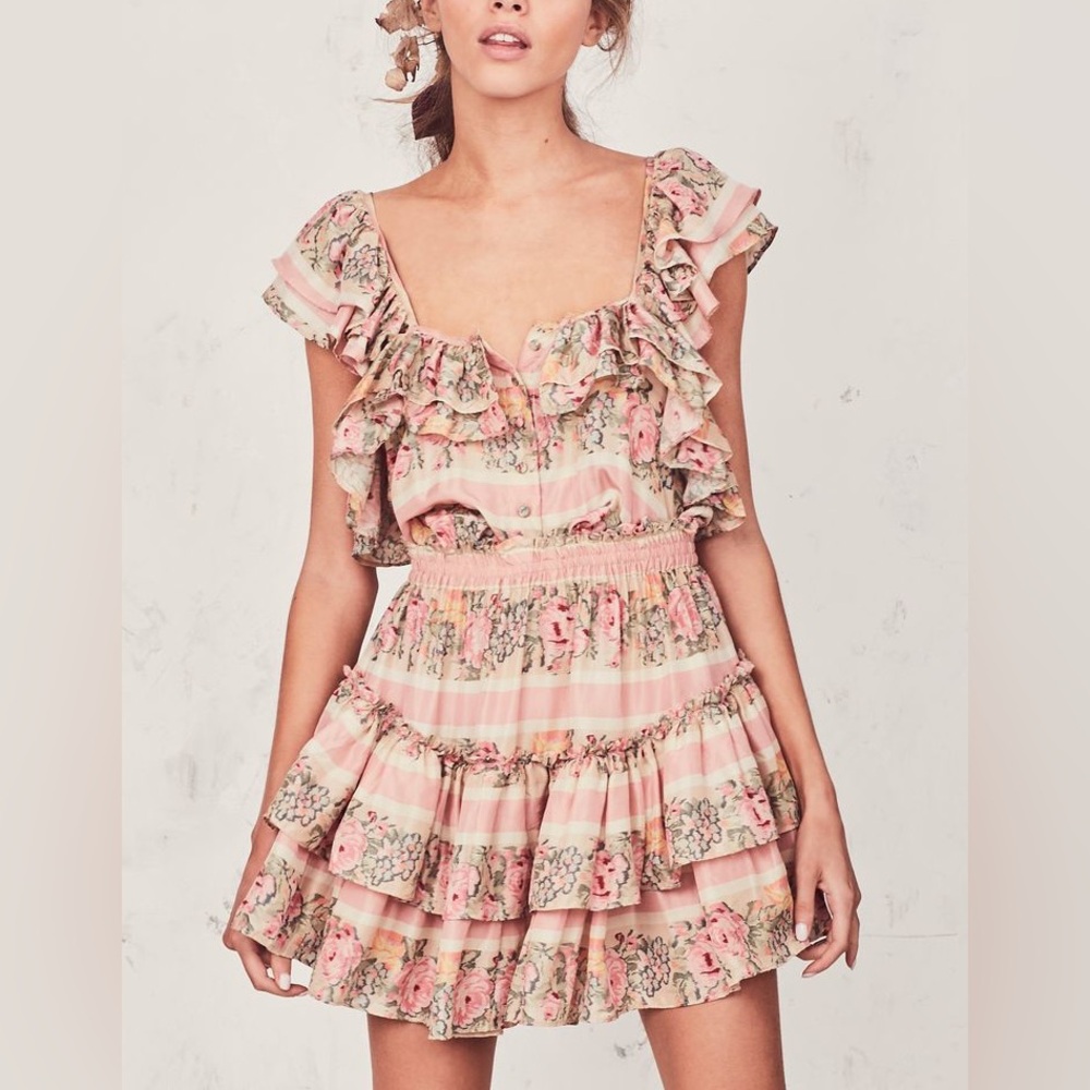 LoveShackFancy Floral Ruffle Mini Dress